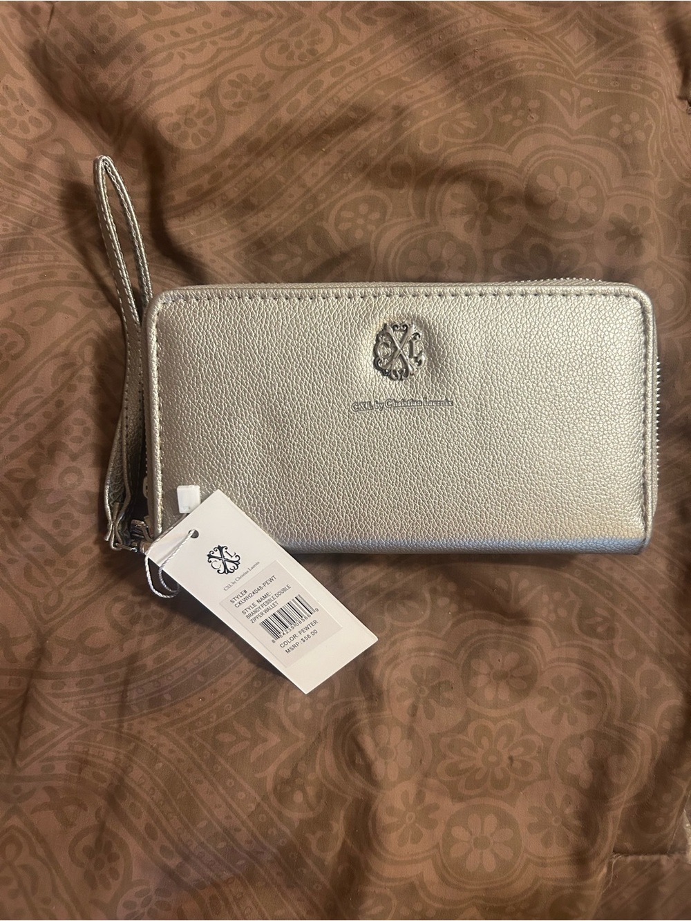 Christian lacroix Silver Zip-Around Wristlet Wallet - Picture 1 of 10